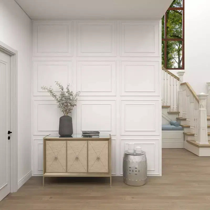 Glam Wood Cabinet gris - Olivia & May : Rangement intérieur élégant avec 2 étagères, aucun assemblage requis