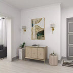 Glam Wood Cabinet gris - Olivia & May : Rangement intérieur élégant avec 2 étagères, aucun assemblage requis