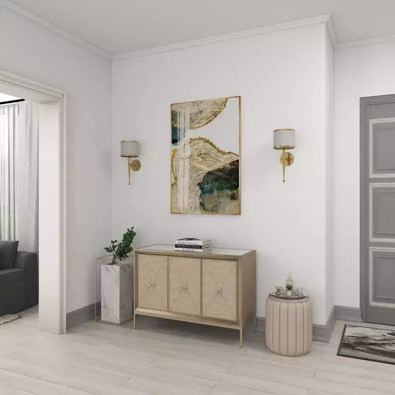 Glam Wood Cabinet gris - Olivia & May : Rangement intérieur élégant avec 2 étagères, aucun assemblage requis