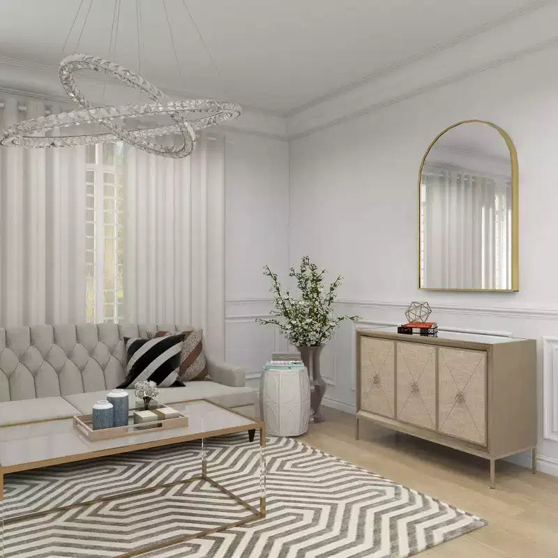 Glam Wood Cabinet gris - Olivia & May : Rangement intérieur élégant avec 2 étagères, aucun assemblage requis