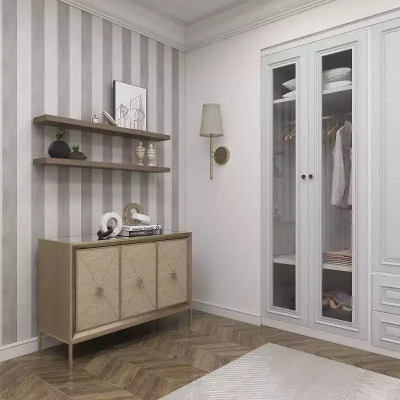 Glam Wood Cabinet gris - Olivia & May : Rangement intérieur élégant avec 2 étagères, aucun assemblage requis