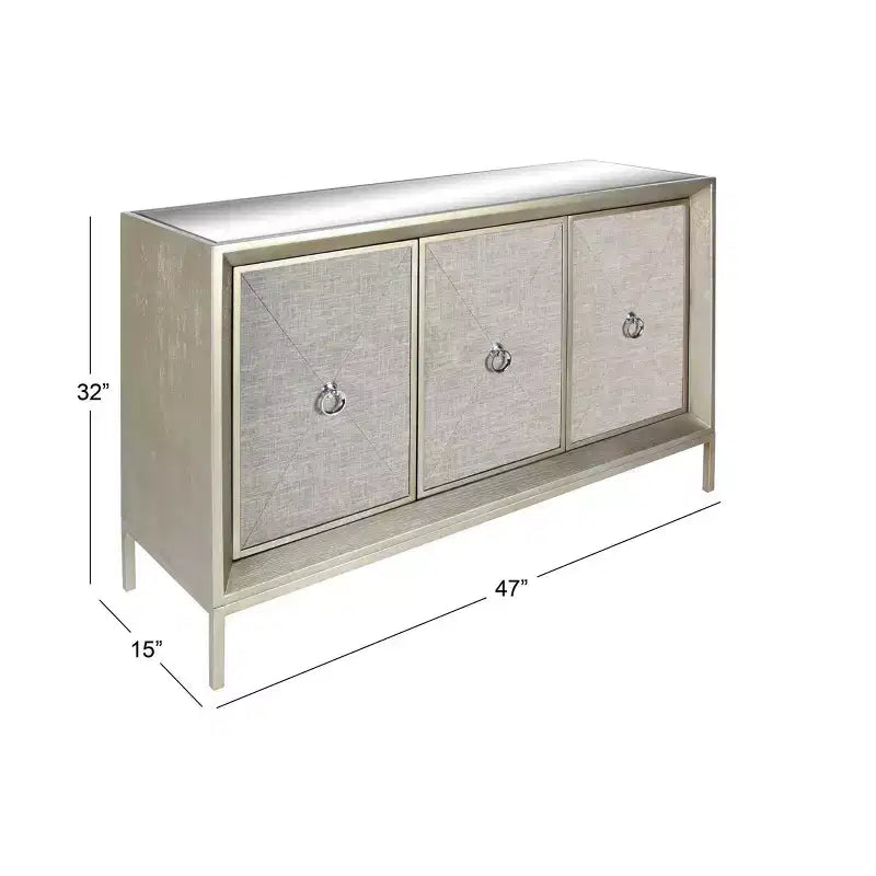 Glam Wood Cabinet gris - Olivia & May : Rangement intérieur élégant avec 2 étagères, aucun assemblage requis