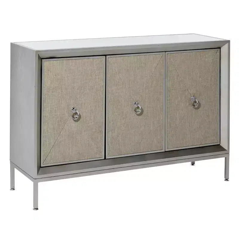 Glam Wood Cabinet gris - Olivia & May : Rangement intérieur élégant avec 2 étagères, aucun assemblage requis