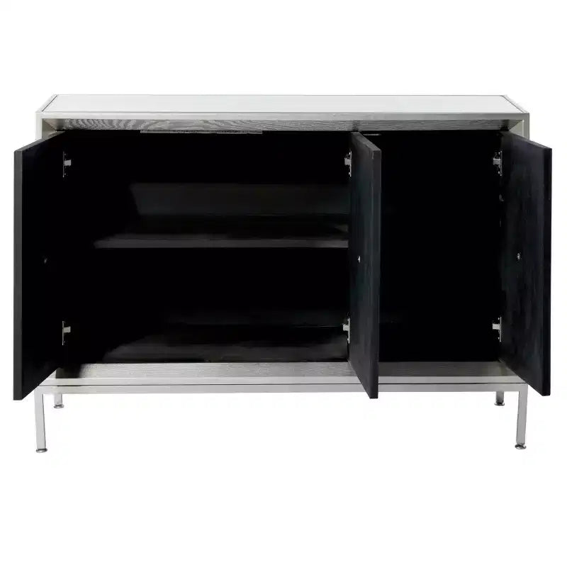 Glam Wood Cabinet gris - Olivia & May : Rangement intérieur élégant avec 2 étagères, aucun assemblage requis