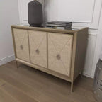 Glam Wood Cabinet gris - Olivia & May : Rangement intérieur élégant avec 2 étagères, aucun assemblage requis