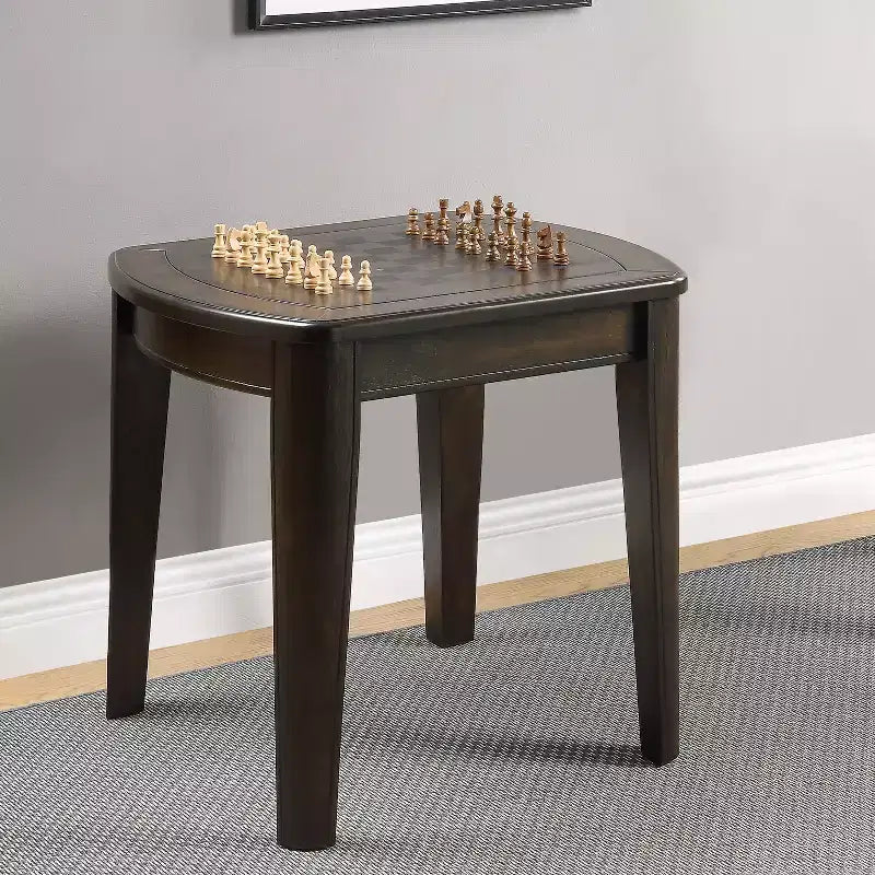 Table d'appoint de fin de partie Diletta avec échiquier Noyer foncé - Steve Silver Co. : Bois dur et MDF, Plateau réversible, Forme carrée