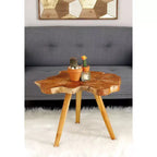 Table d'appoint rustique en teck massif marron - Olivia & May
