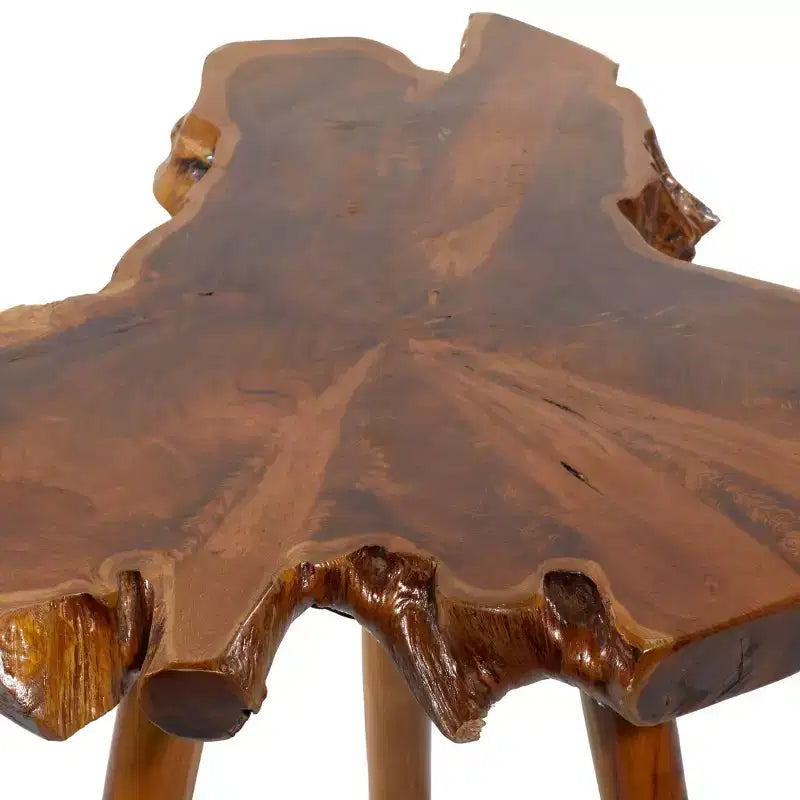 Table d'appoint rustique en teck massif marron - Olivia & May