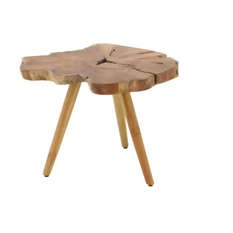 Table d'appoint rustique en teck massif marron - Olivia & May
