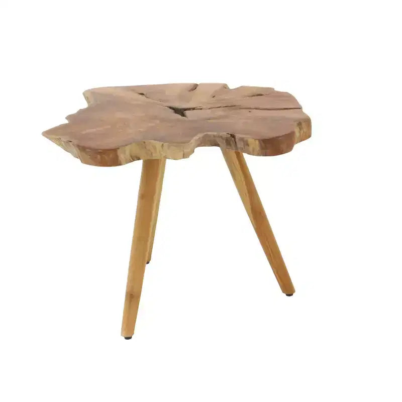 Table d'appoint rustique en teck massif marron - Olivia & May