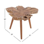 Table d'appoint rustique en teck massif marron - Olivia & May