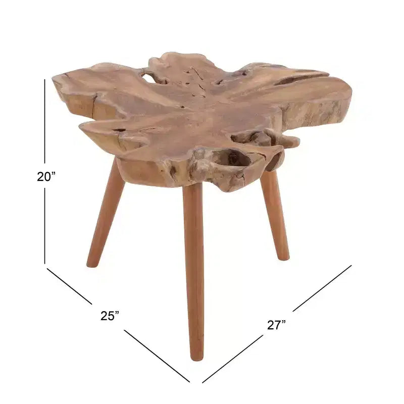 Table d'appoint rustique en teck massif marron - Olivia & May