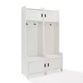 Crosley 2pc Fremont Entryway Kit Two Towers White: Hall Tree Organizer with 4 Hooks, Wood Veneer, Metal Hardware
