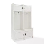Crosley 2pc Fremont Entryway Kit Two Towers White: Hall Tree Organizer with 4 Hooks, Wood Veneer, Metal Hardware