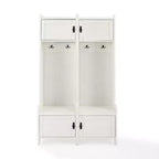 Crosley 2pc Fremont Entryway Kit Two Towers White: Organisateur d'entrée avec 4 patères, placage bois, quincaillerie métallique