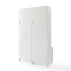 Crosley 2pc Fremont Entryway Kit Two Towers White: Organisateur d'entrée avec 4 patères, placage bois, quincaillerie métallique