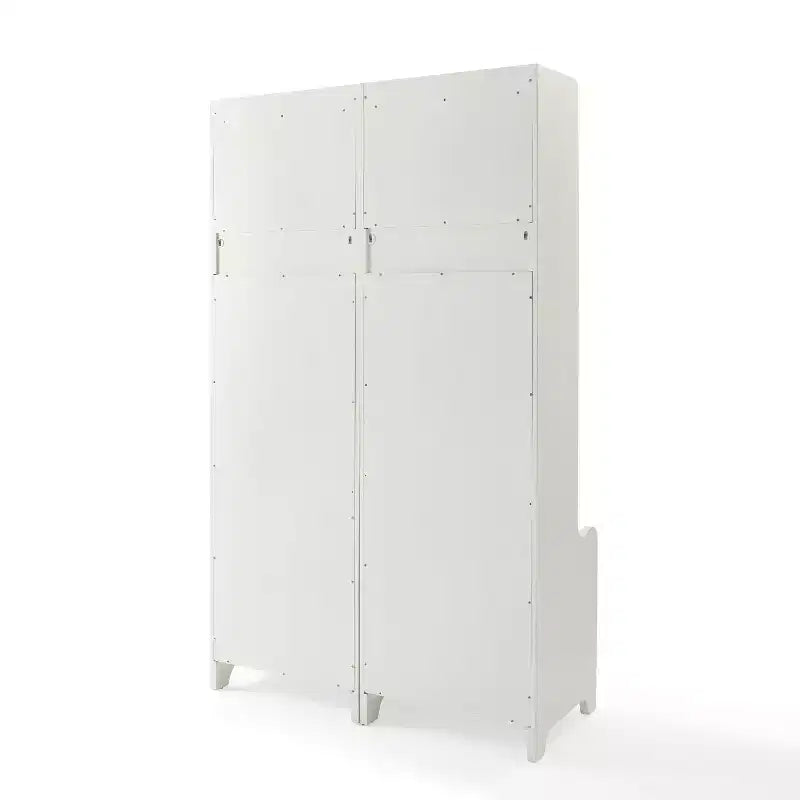Crosley 2pc Fremont Entryway Kit Two Towers White: Organisateur d'entrée avec 4 patères, placage bois, quincaillerie métallique