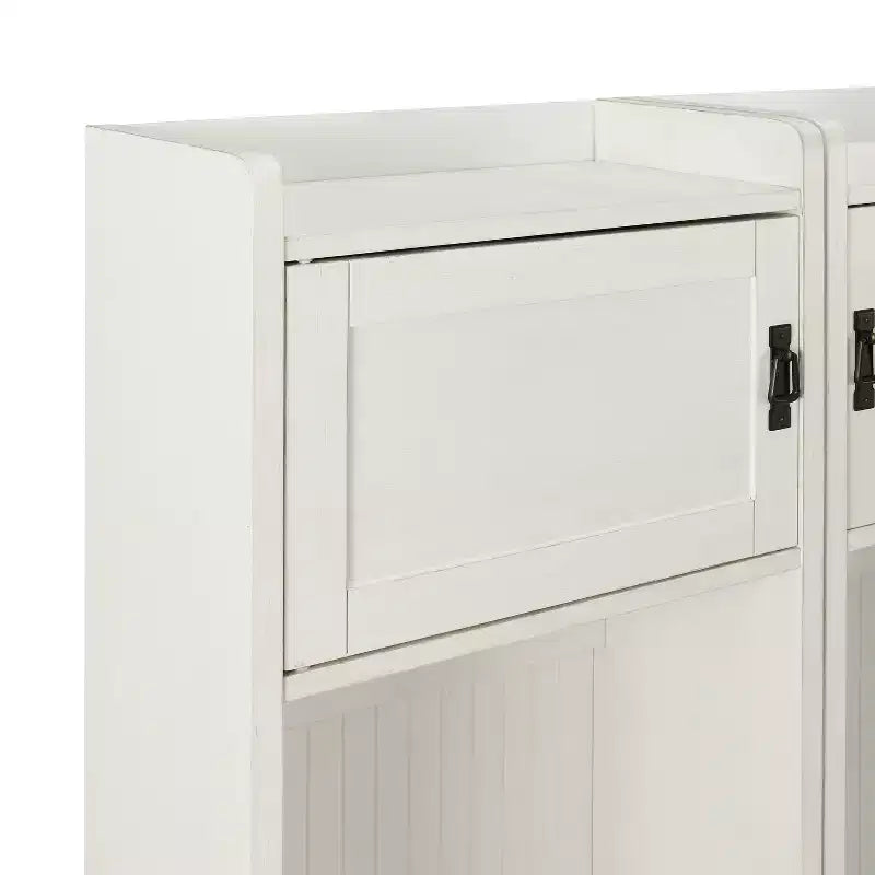 Crosley 2pc Fremont Entryway Kit Two Towers White: Organisateur d'entrée avec 4 patères, placage bois, quincaillerie métallique