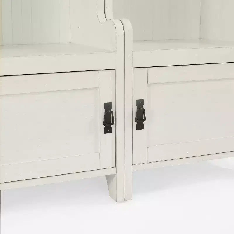 Crosley 2pc Fremont Entryway Kit Two Towers White: Organisateur d'entrée avec 4 patères, placage bois, quincaillerie métallique