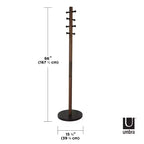 Porte-manteau sur pied Umbra Wood Pillar Noir/Noyer : 8 crochets, autoportant, montage facile, hauteur de 66 po