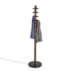 Porte-manteau sur pied Umbra Wood Pillar Noir/Noyer : 8 crochets, autoportant, montage facile, hauteur de 66 po