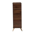 Meuble à chaussures en bois Graceland Noyer Marron/Or - Baxton Studio : Design Mid-Century, 6 étagères, organise 18 paires