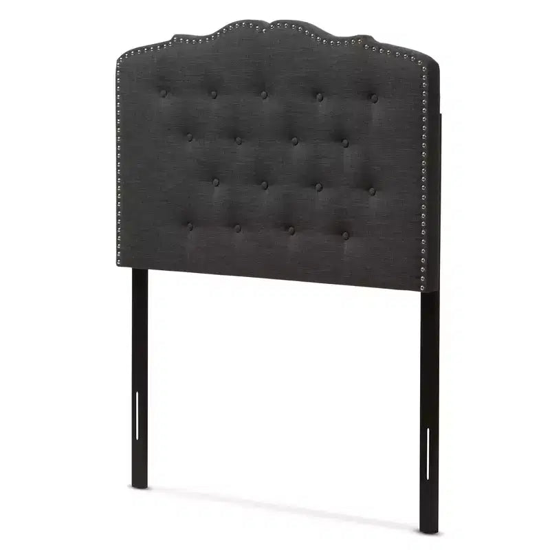 King Lucy Modern and Contemporary Fabric Headboard Dark Gray - Baxton Studio: Upholstered, Button-Tufted, Nailhead Trim
