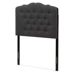 King Lucy Modern and Contemporary Fabric Headboard Dark Gray - Baxton Studio: Upholstered, Button-Tufted, Nailhead Trim