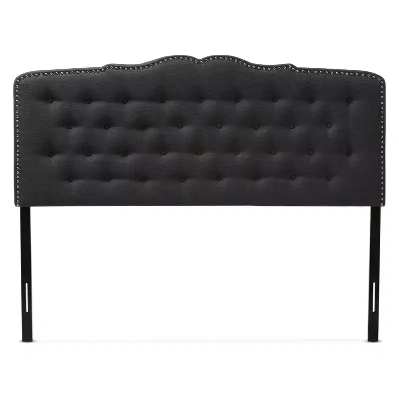Tête de lit en tissu moderne et contemporain King Lucy gris foncé – Baxton Studio : rembourrée, capitonnée, garniture cloutée