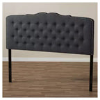 Tête de lit en tissu moderne et contemporain King Lucy gris foncé – Baxton Studio : rembourrée, capitonnée, garniture cloutée
