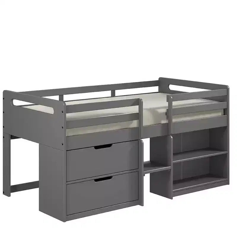 77"Twin Loft Bed Fabiana Loft and Bunk Bed Gray Finish - Acme Furniture