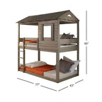 Lit superposé Darlene Loft 77 po et Lit superposé Rustic Gray – Acme Furniture : Bois de pin massif, barrières de sécurité, échelle, aire de jeu