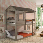 Lit superposé Darlene Loft 77 po et Lit superposé Rustic Gray – Acme Furniture : Bois de pin massif, barrières de sécurité, échelle, aire de jeu