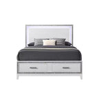 Lit King size oriental 84 po Haiden Acme Furniture Fini blanc : revêtement en similicuir, lumière DEL, tiroir de rangement
