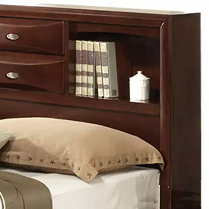 Lit queen 91 po Ireland expresso - Meubles Acme : Quincaillerie en nickel brossé, rangement plateforme, revêtement en microfibre