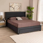 Lit plateforme avec tiroir Braylon en tissu et bois – Baxton Studio