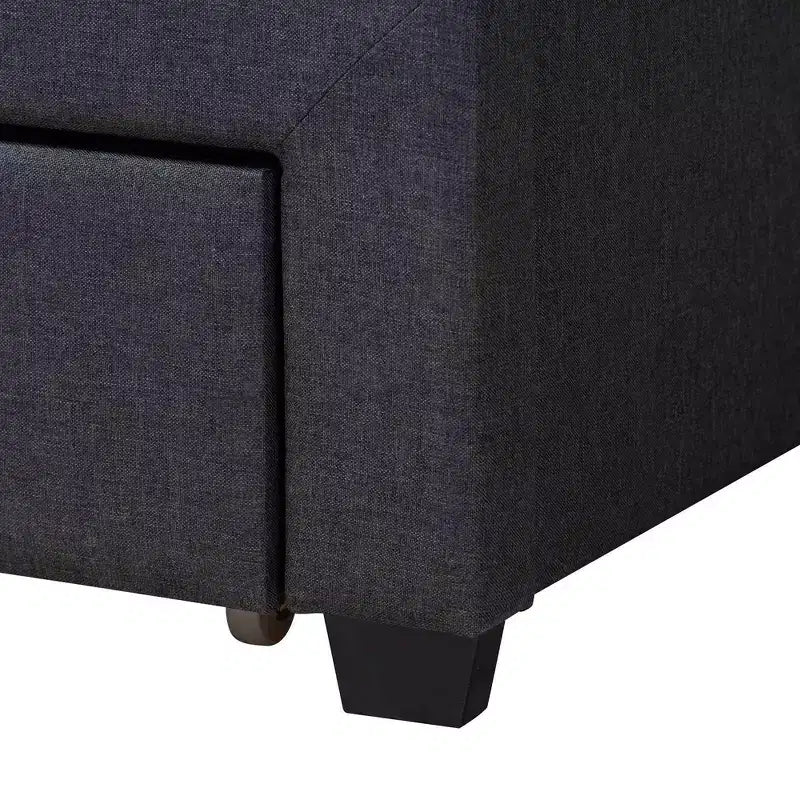 Lit plateforme avec tiroir Braylon en tissu et bois – Baxton Studio