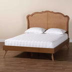 Lit plateforme Queen Baxton Studio Aithan en bois et rotin marron noyer