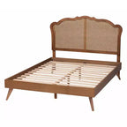 Lit plateforme Queen Baxton Studio Aithan en bois et rotin marron noyer
