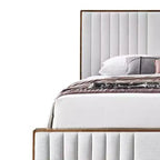 Lit King Eastern 87.4" Kaleea, revêtement en chenille gris clair, finition noyer - Acme Furniture