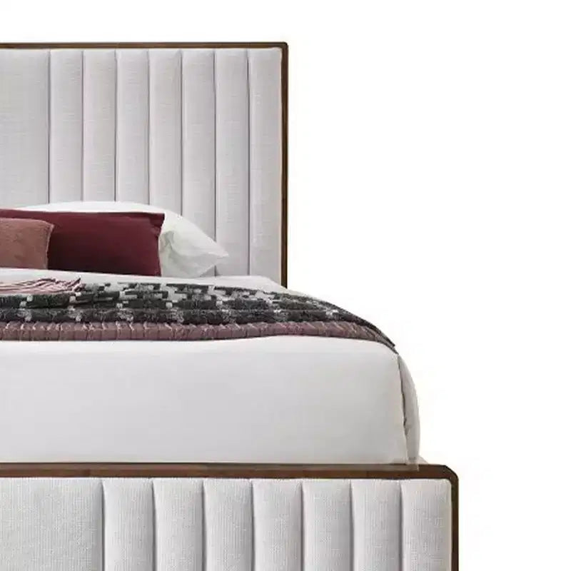 Lit King Eastern 87.4" Kaleea, revêtement en chenille gris clair, finition noyer - Acme Furniture