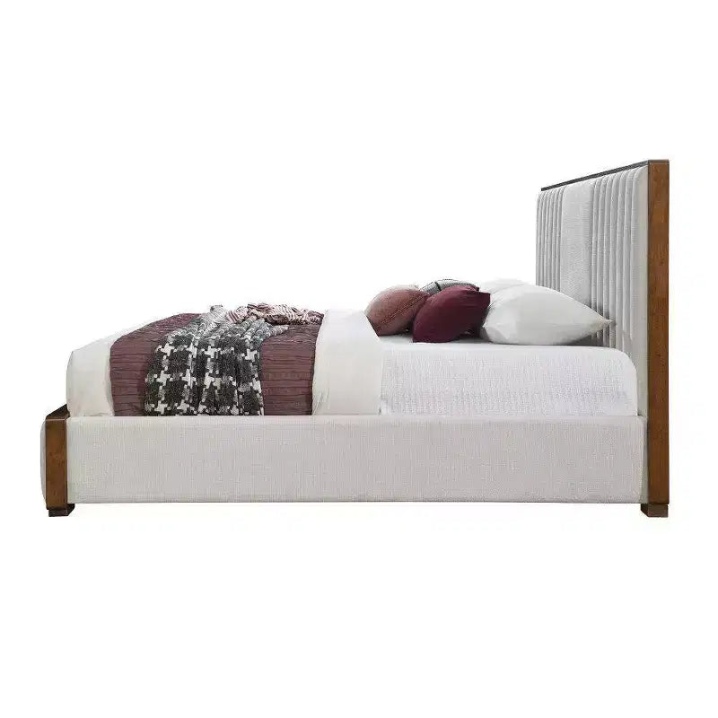 Lit King Eastern 87.4" Kaleea, revêtement en chenille gris clair, finition noyer - Acme Furniture