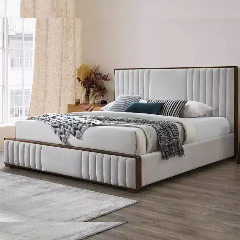 Lit King Eastern 87.4" Kaleea, revêtement en chenille gris clair, finition noyer - Acme Furniture