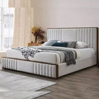 Lit King Eastern 87.4" Kaleea, revêtement en chenille gris clair, finition noyer - Acme Furniture