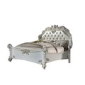 94" Eastern King Bed Vendome Bed Synthetic Leather and Antique Pearl Finish - Acme Furniture: Luxurious Carved Details