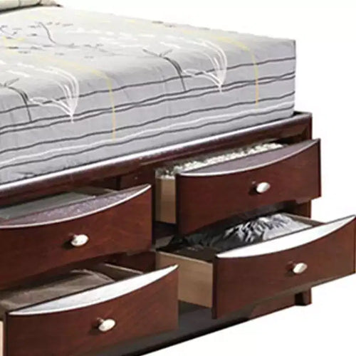 Lit King Size de 91" Eastern Lit Espresso Irlande - Acme Furniture : Rembourrage en lin, cadre en bois, tête de lit avec rangement