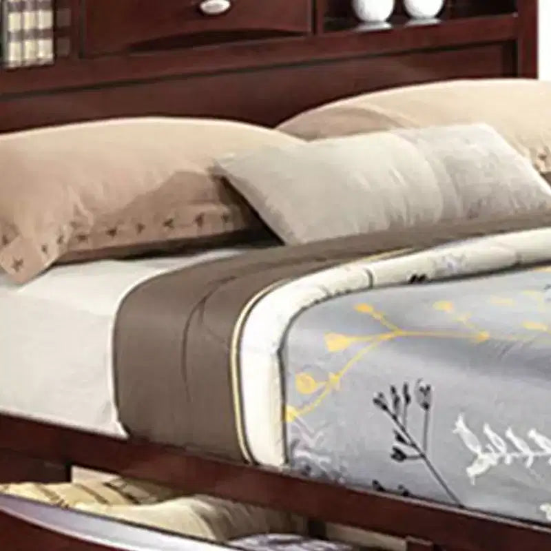 Lit King Size de 91" Eastern Lit Espresso Irlande - Acme Furniture : Rembourrage en lin, cadre en bois, tête de lit avec rangement