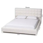 Lit plateforme Baxton Studio Braylin en tissu ours en peluche, format Queen, blanc
