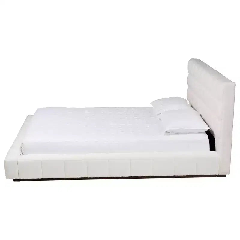 Lit plateforme Baxton Studio Braylin en tissu ours en peluche, format Queen, blanc