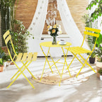 Ensemble bistrot pliant en métal 3 pièces, salon de conversation intérieur/extérieur résistant aux intempéries pour patio, cour, jardin